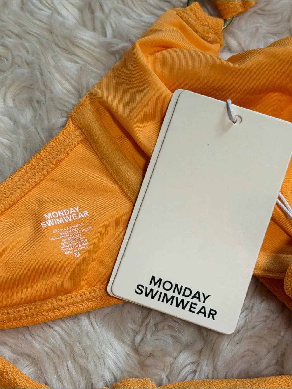 NWT Monday Swimwear Honolulu/Capri Bikini in Clementine Boucle - Size Medium